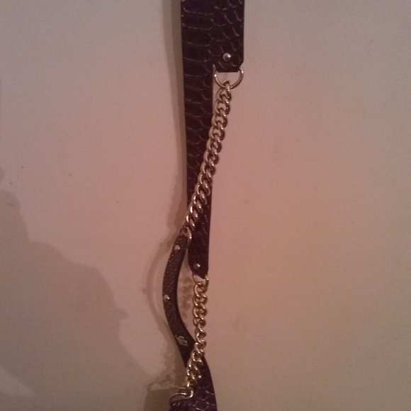 Dolce & Gabbana leather brown belt crocodile belt brass buckle SZ 38 made italy - Picture 12 of 12